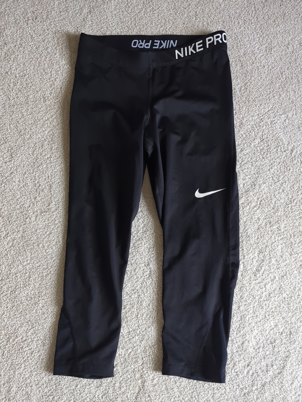 3 For $30. Nike Black Athletic Compression Leggings with White Swoosh